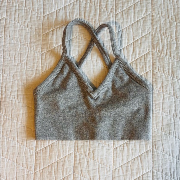 ALO Yoga Heather Gray Sports Bra - Picture 1 of 4